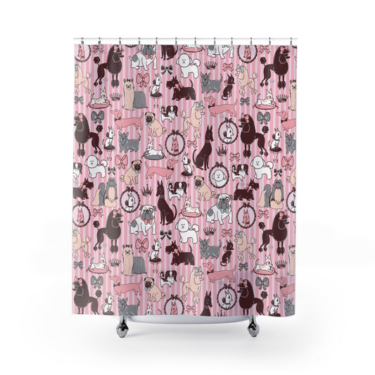 Doggy Boudoir Pink • Shower Curtain