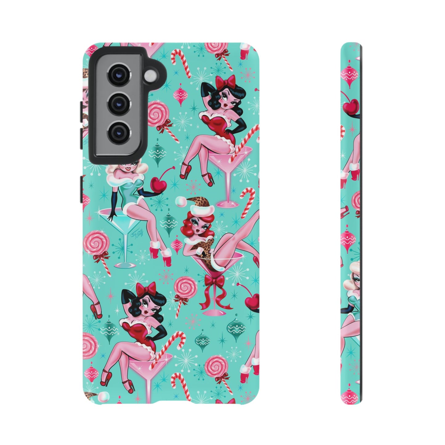 Christmas Candy Martini Pinup Girls • Tough Phone Case