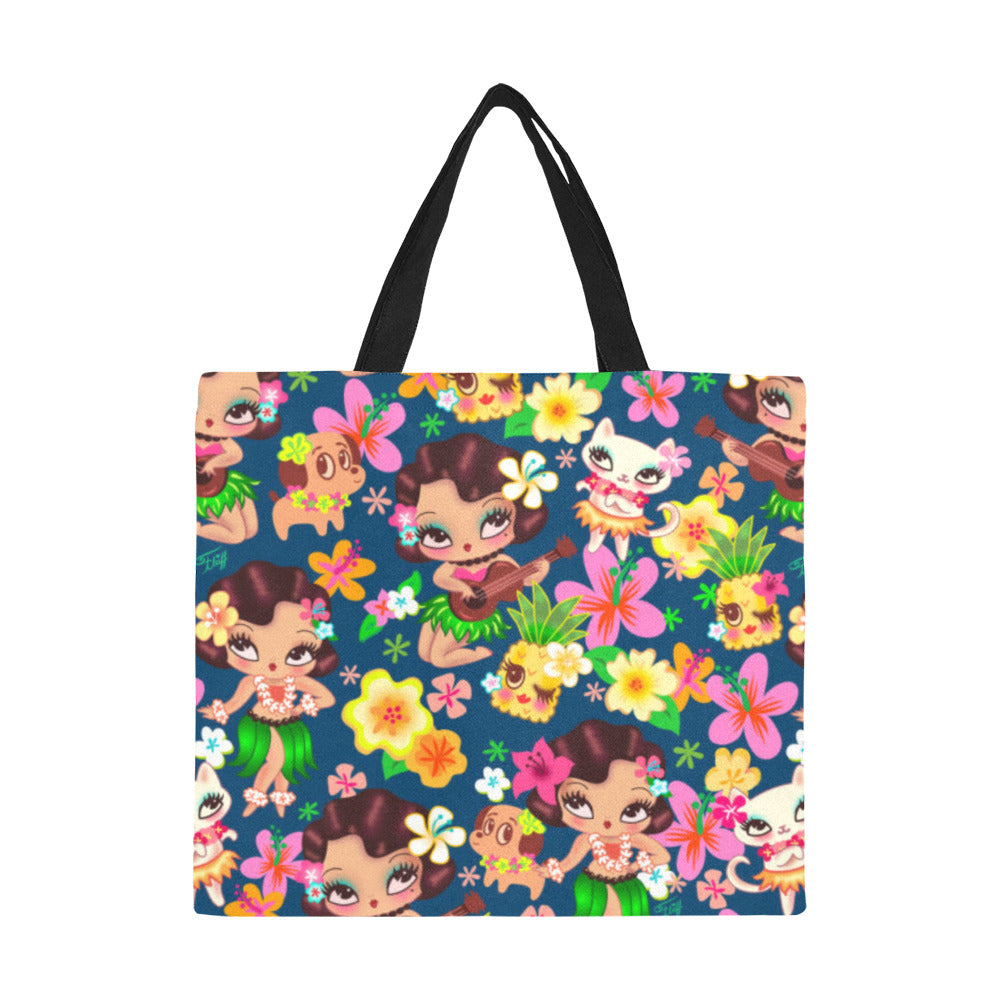 Hula Lulu Dark Blue • Canvas Tote Bag