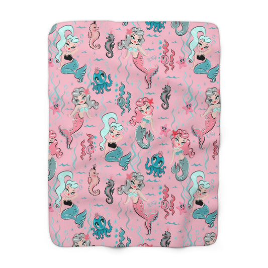 Babydoll Mermaids on Pink  • Sherpa Fleece Blanket