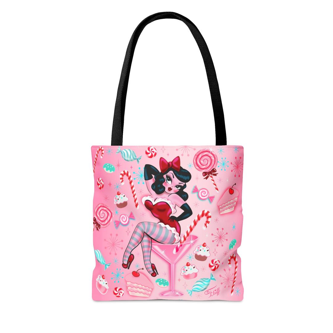 Candy Cane Martini Girl • Tote Bag