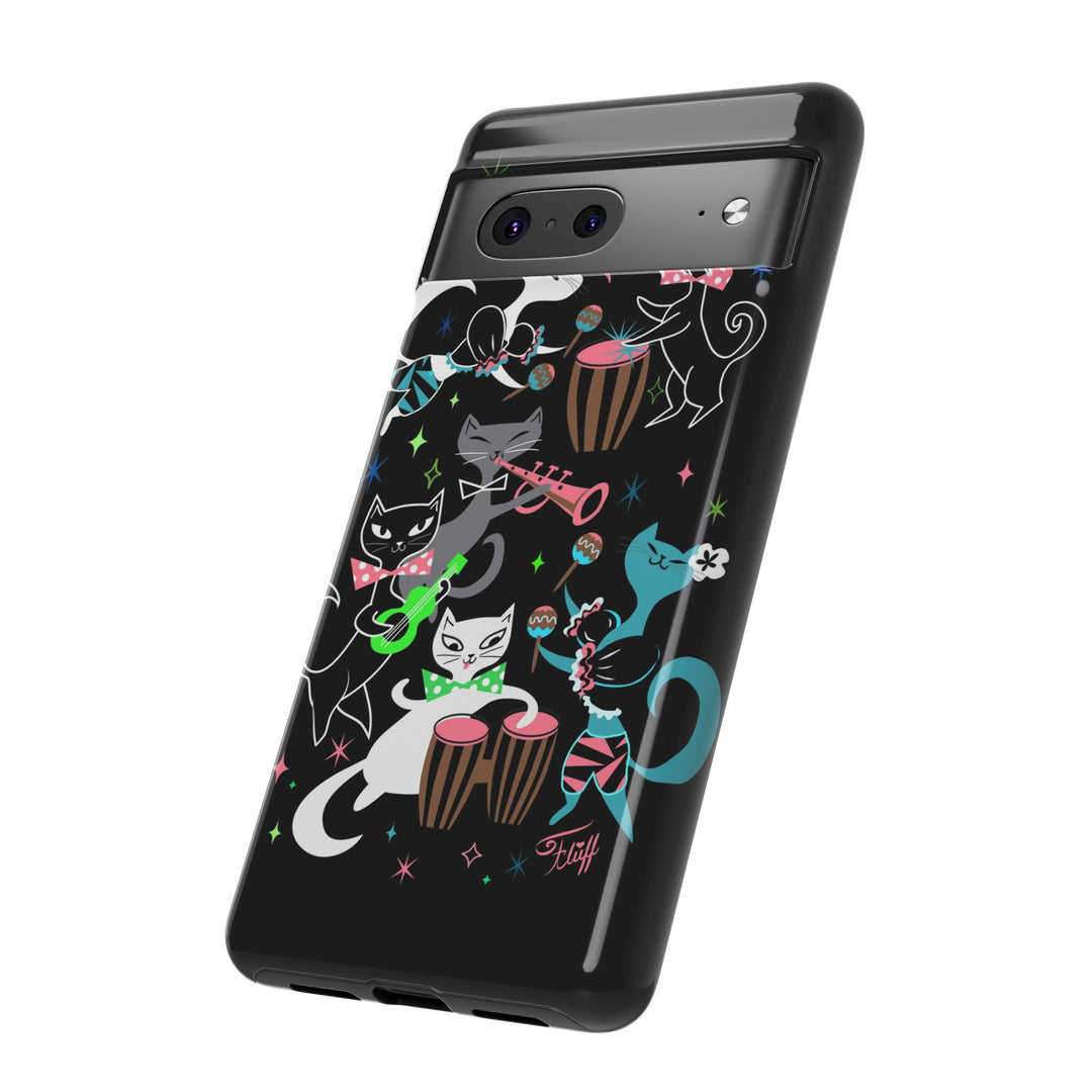 Mambo Kitties Band on Black • Tough Phone Case