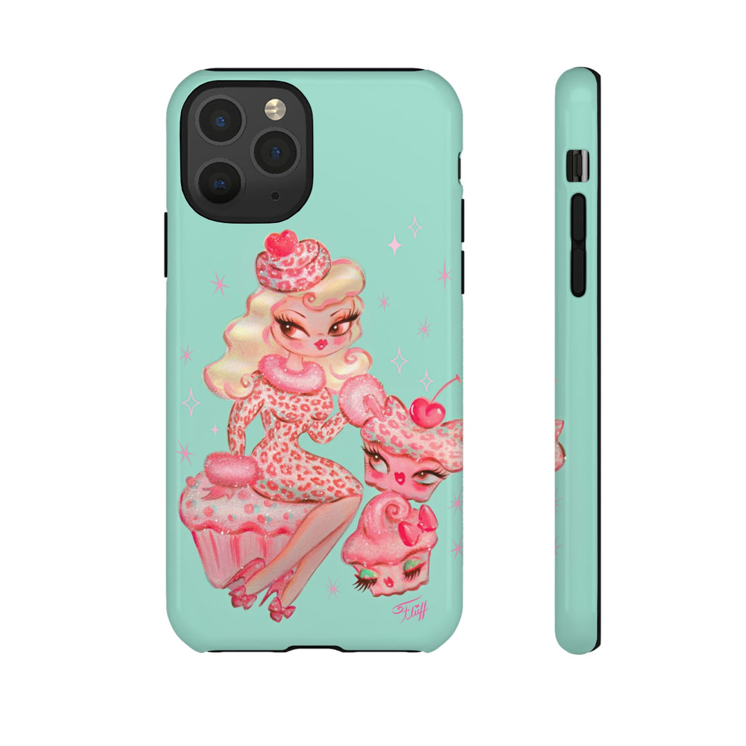 Leopard and Pink Cupcake Girl • Tough Phone Case