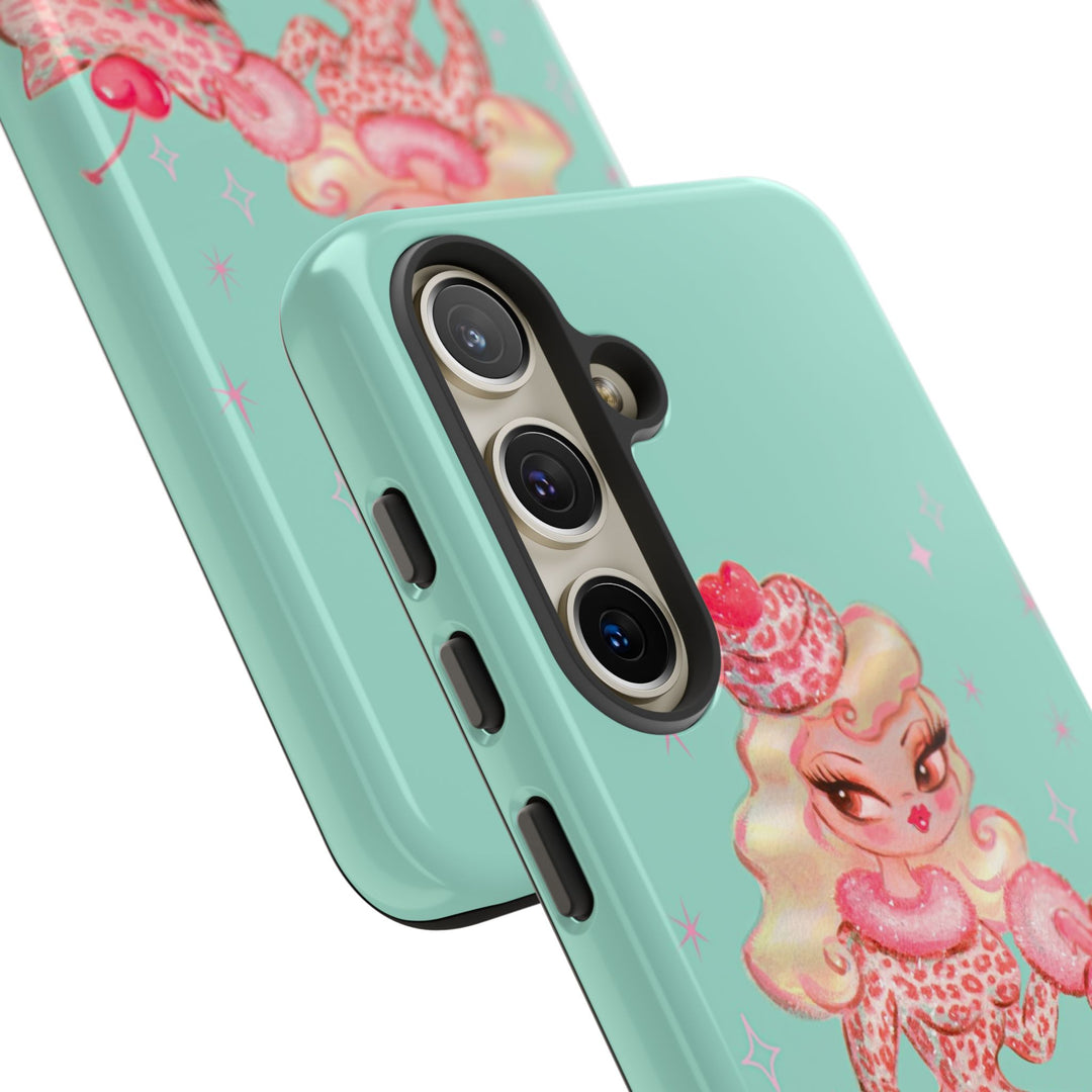 Leopard and Pink Cupcake Girl • Tough Phone Case