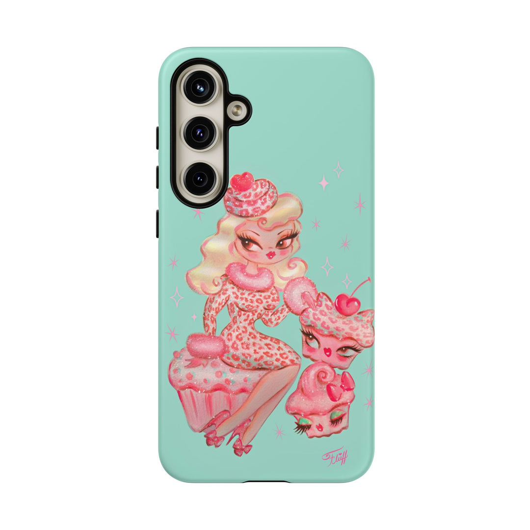 Leopard and Pink Cupcake Girl • Tough Phone Case