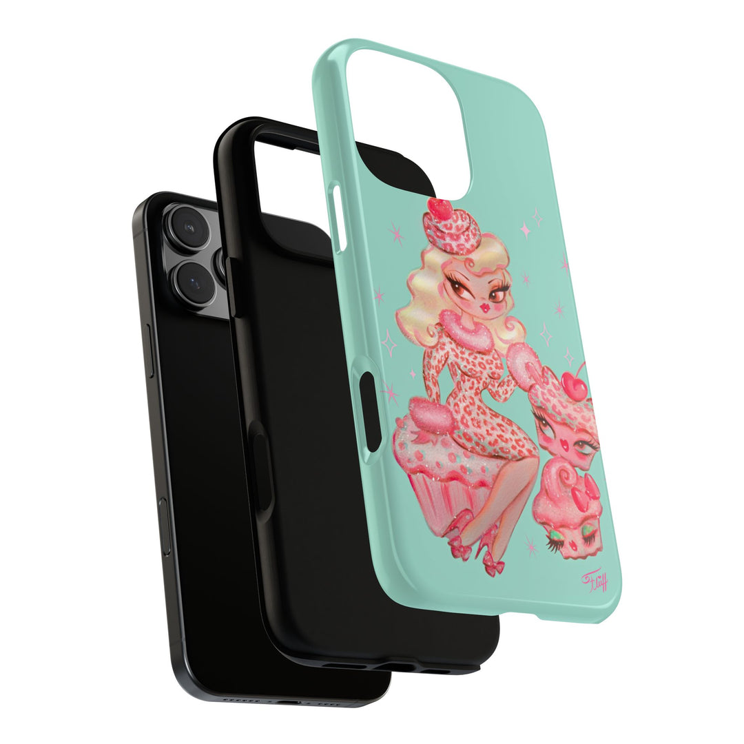 Leopard and Pink Cupcake Girl • Tough Phone Case