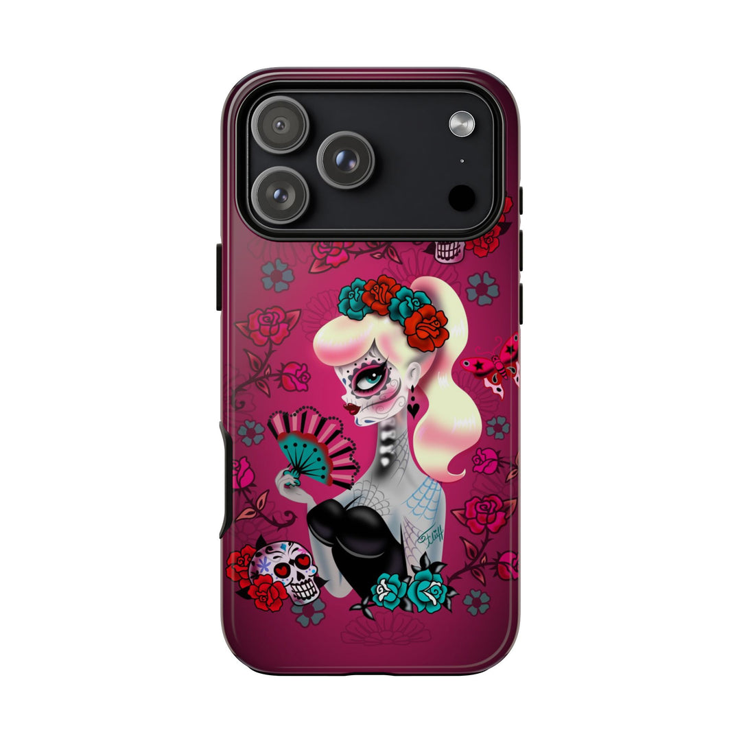 Blonde Sugar Skull Pinup Girl • Tough Phone Case