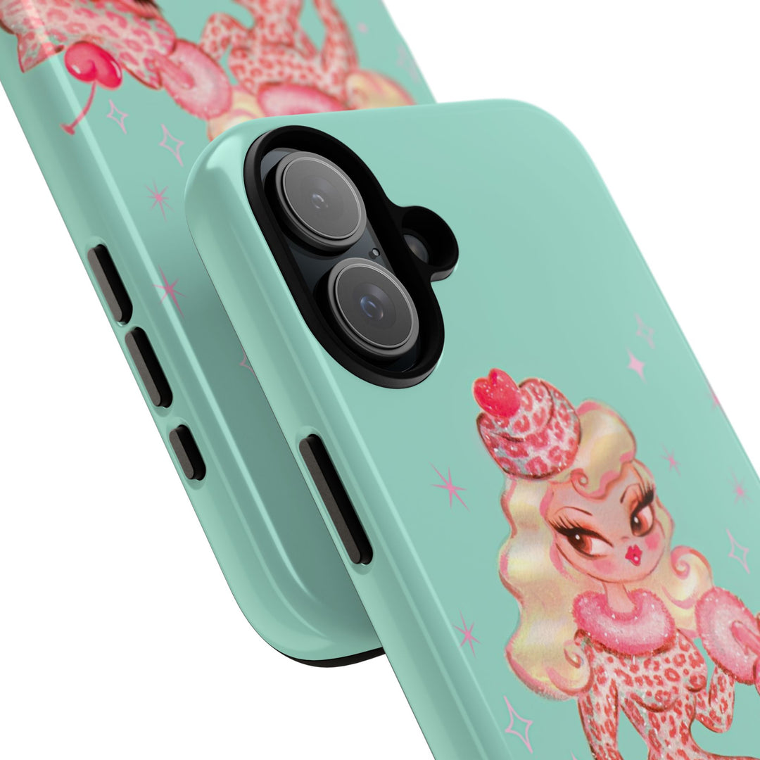 Leopard and Pink Cupcake Girl • Tough Phone Case