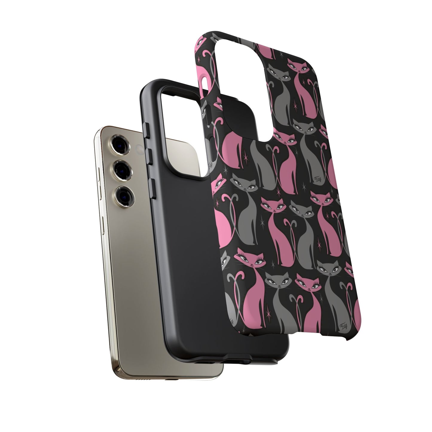 Mod Love Cats on Black • Tough Phone Case