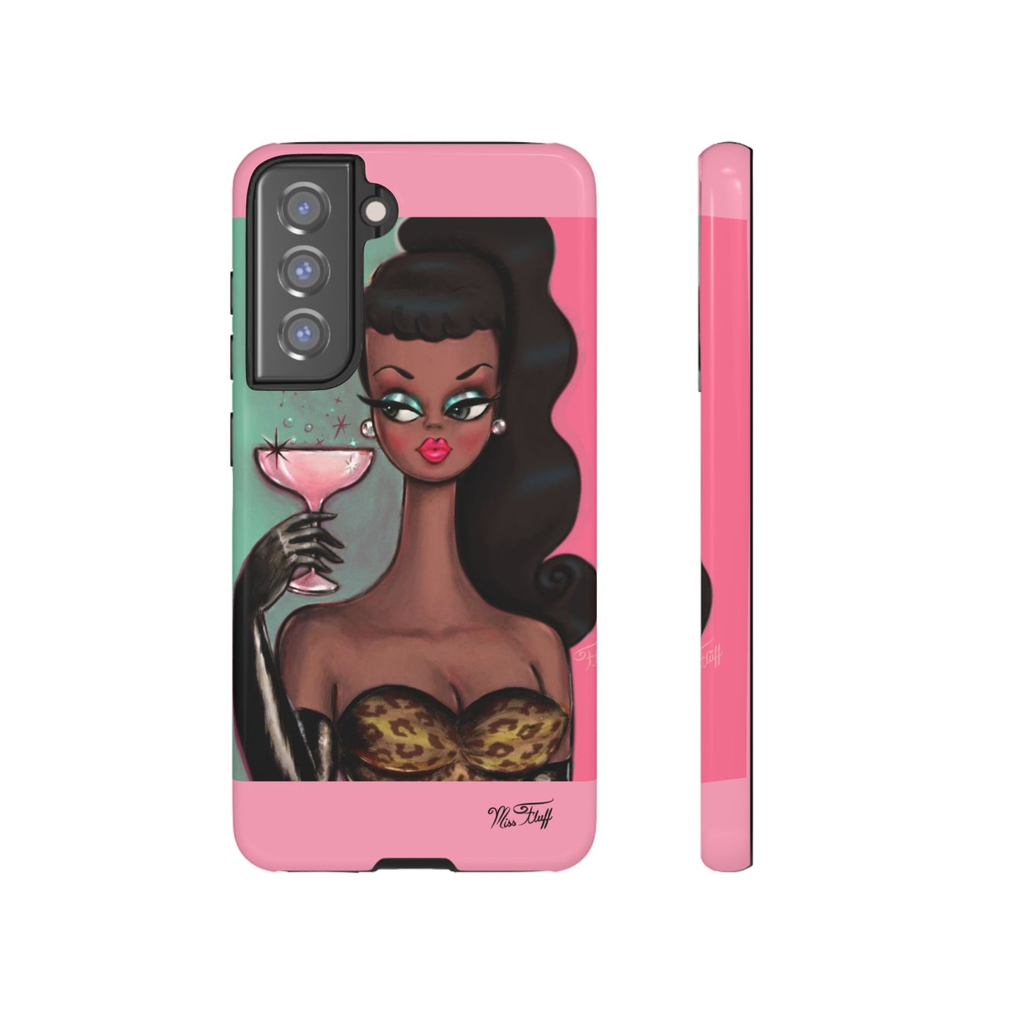 Brunette with Pink Champagne • Tough Phone Case