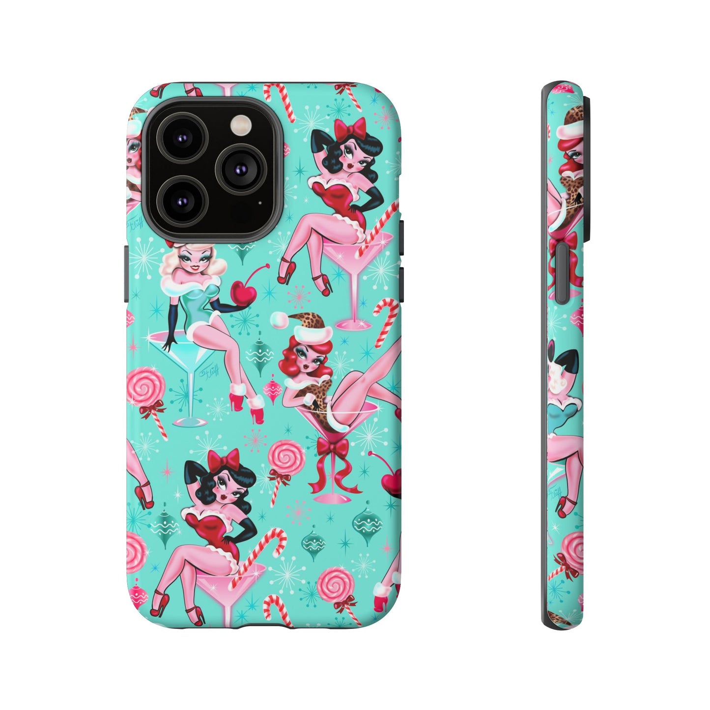 Christmas Candy Martini Pinup Girls • Tough Phone Case