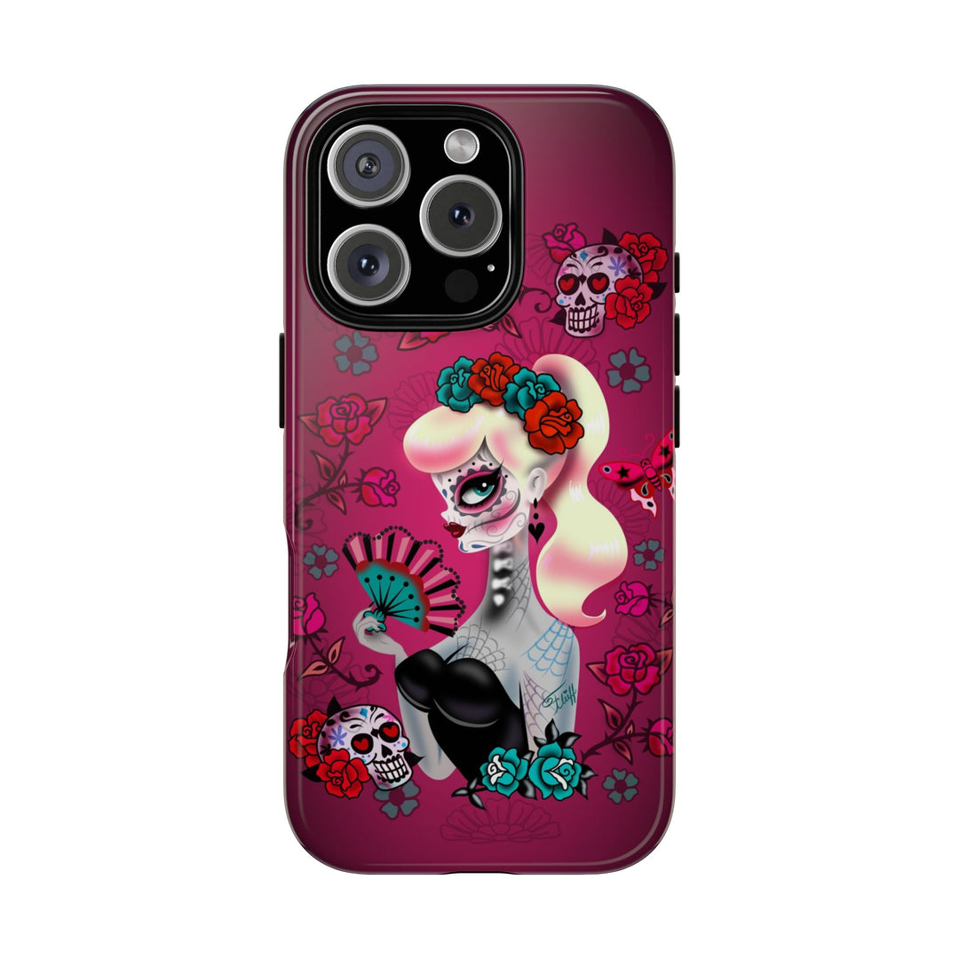 Blonde Sugar Skull Pinup Girl • Tough Phone Case
