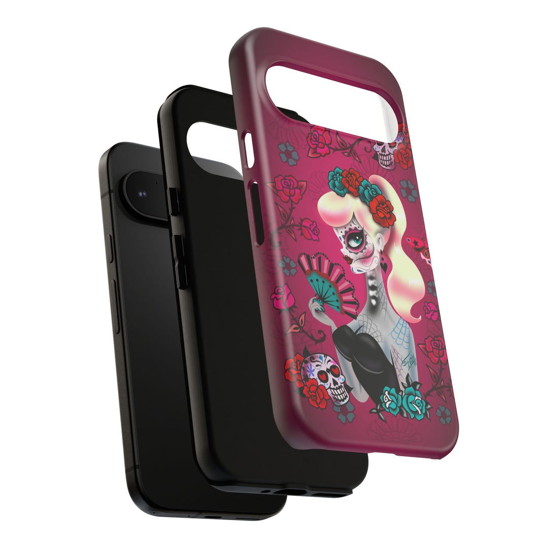 Blonde Sugar Skull Pinup Girl • Tough Phone Case
