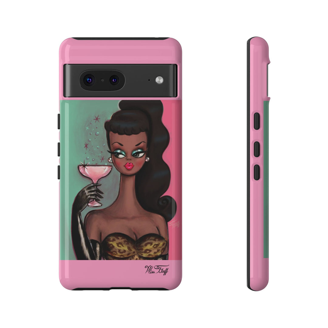 Brunette with Pink Champagne • Tough Phone Case