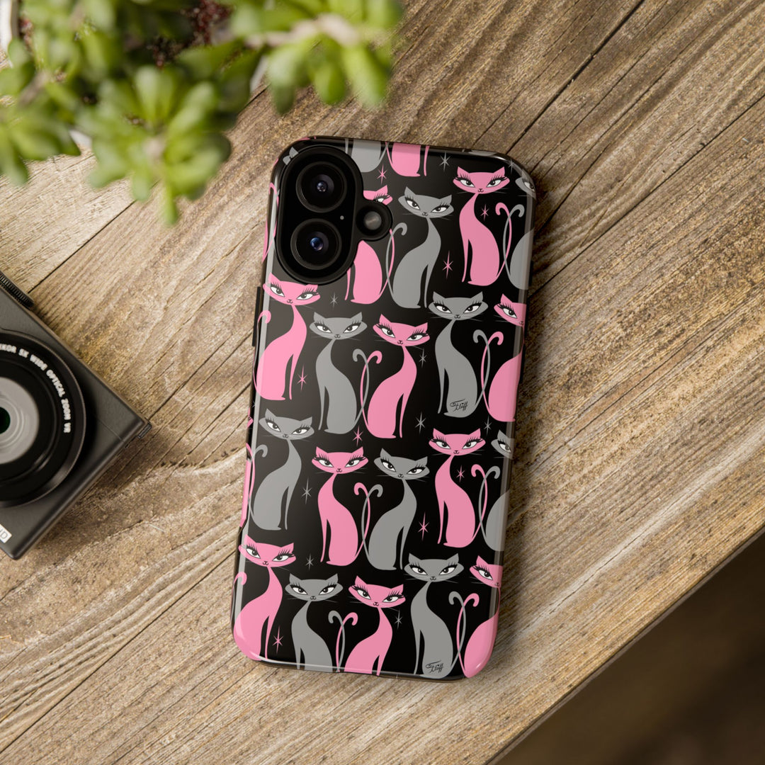 Mod Love Cats on Black • Tough Phone Case