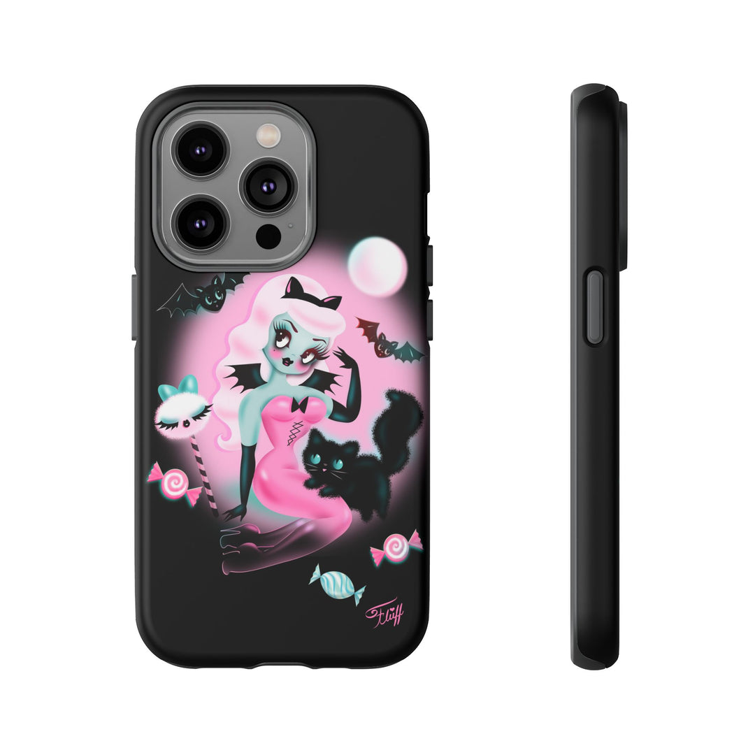 Pastel Candy Vampire with Kitty on Black • Tough Phone Case