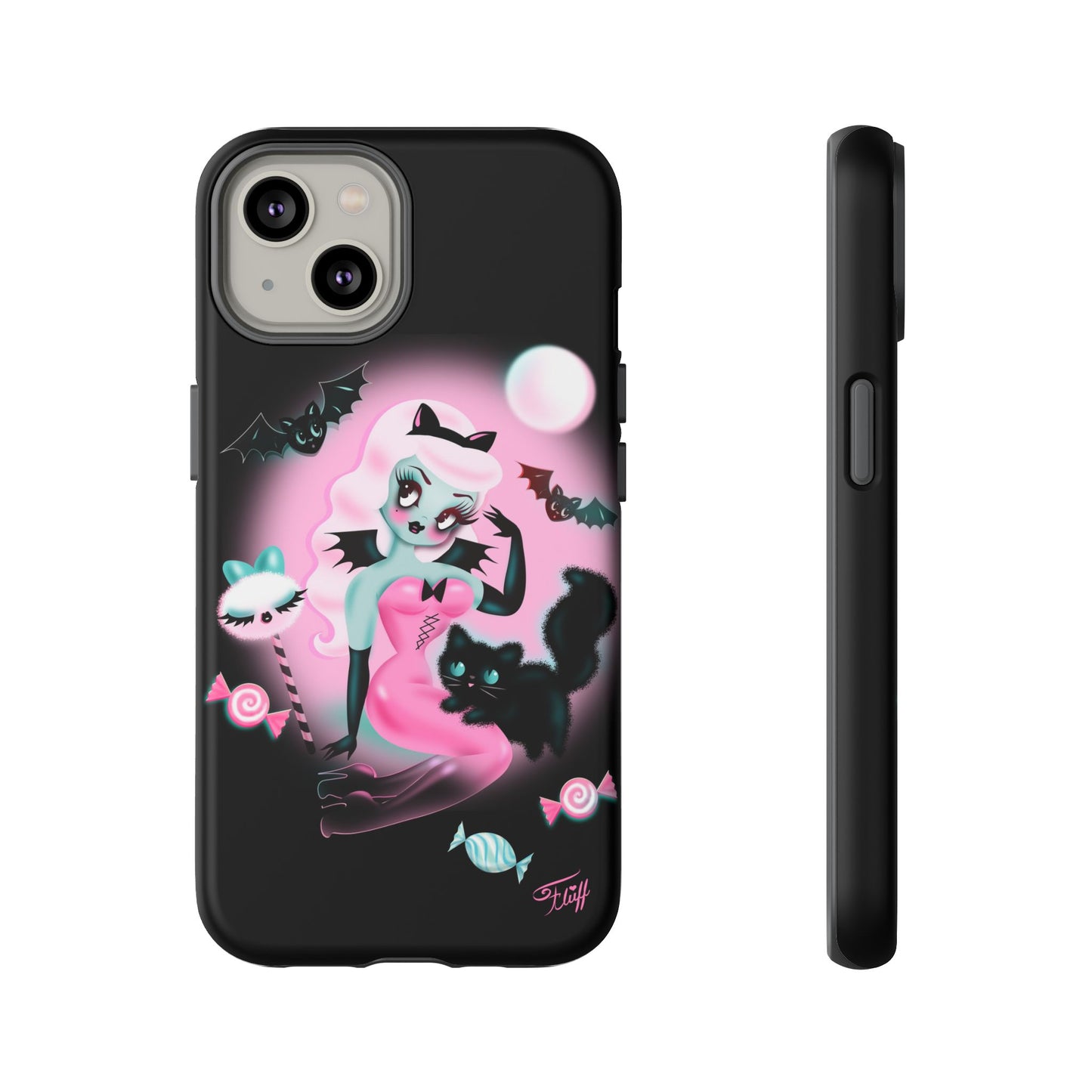 Pastel Candy Vampire with Kitty on Black • Tough Phone Case