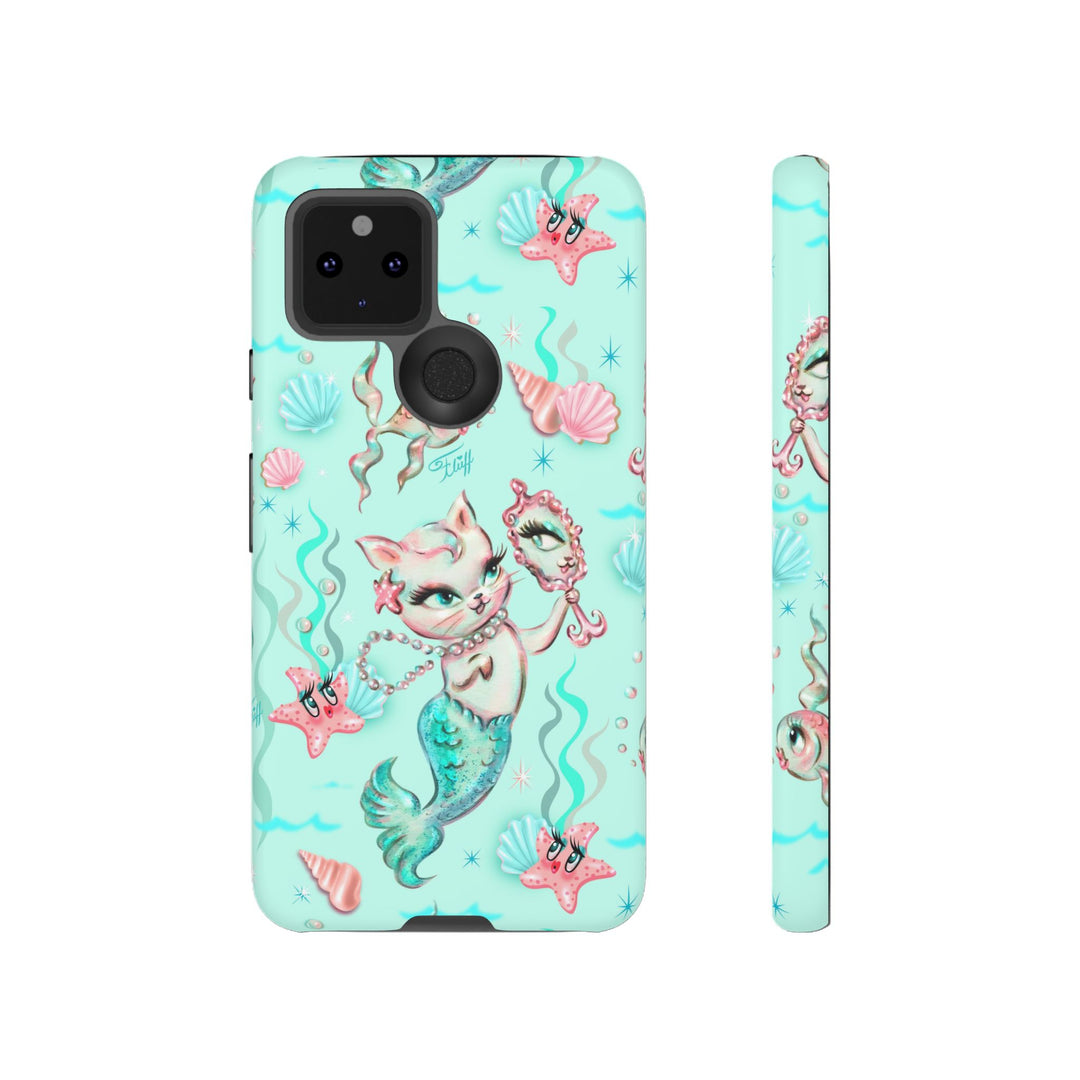 Merkitten with Pearls Aqua • Tough Phone Case