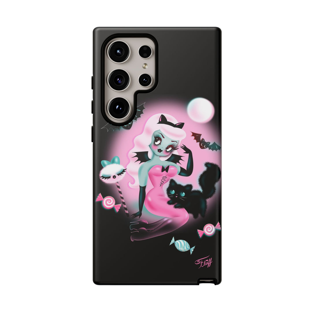 Pastel Candy Vampire with Kitty on Black • Tough Phone Case