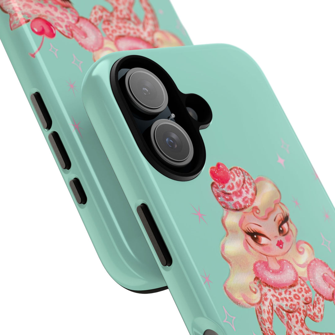 Leopard and Pink Cupcake Girl • Tough Phone Case