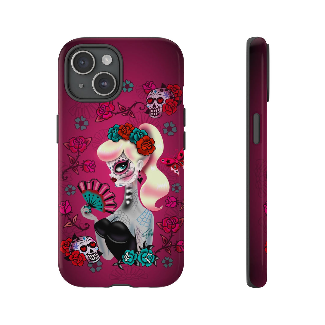 Blonde Sugar Skull Pinup Girl • Tough Phone Case