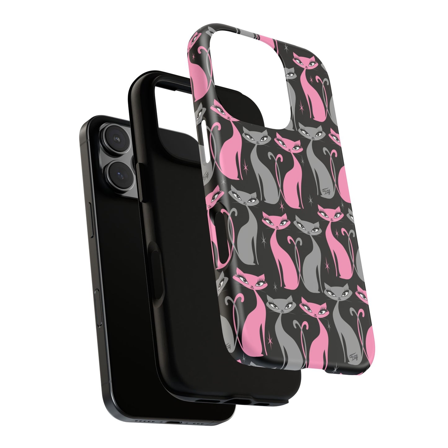 Mod Love Cats on Black • Tough Phone Case