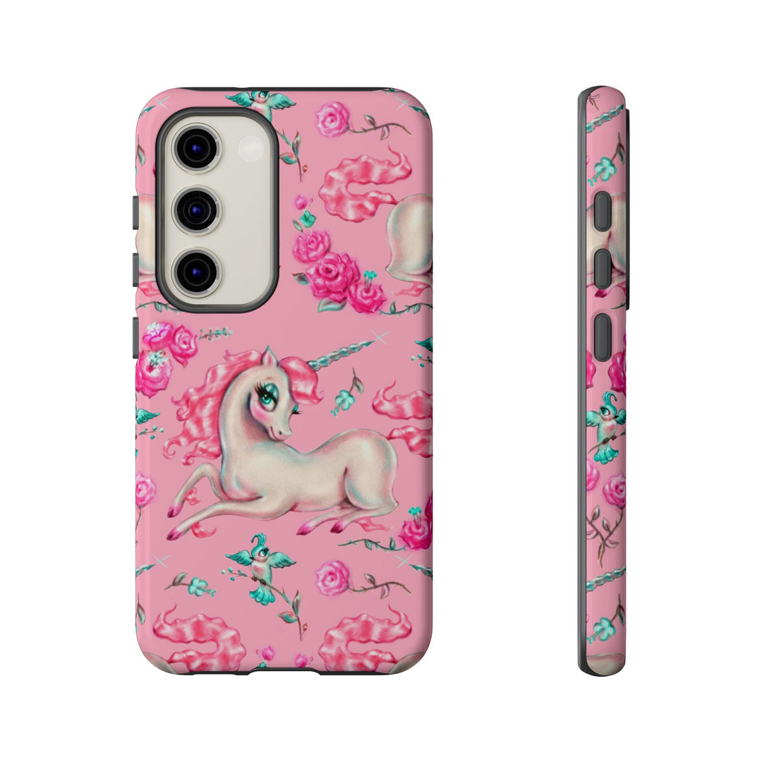 Unicorns and Roses on Pink • Tough Phone Case