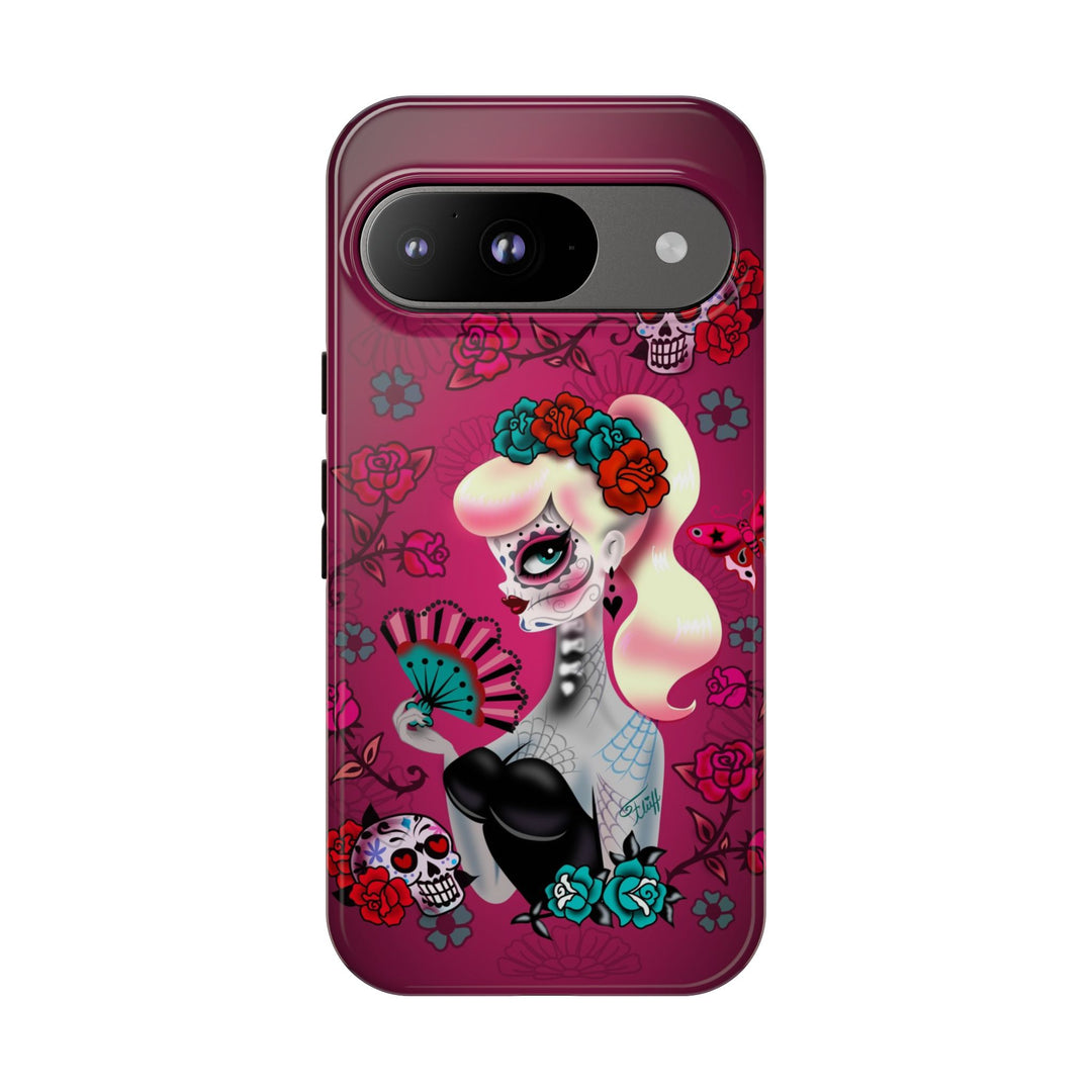 Blonde Sugar Skull Pinup Girl • Tough Phone Case
