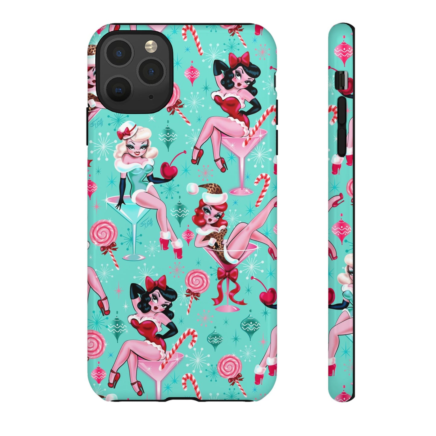 Christmas Candy Martini Pinup Girls • Tough Phone Case