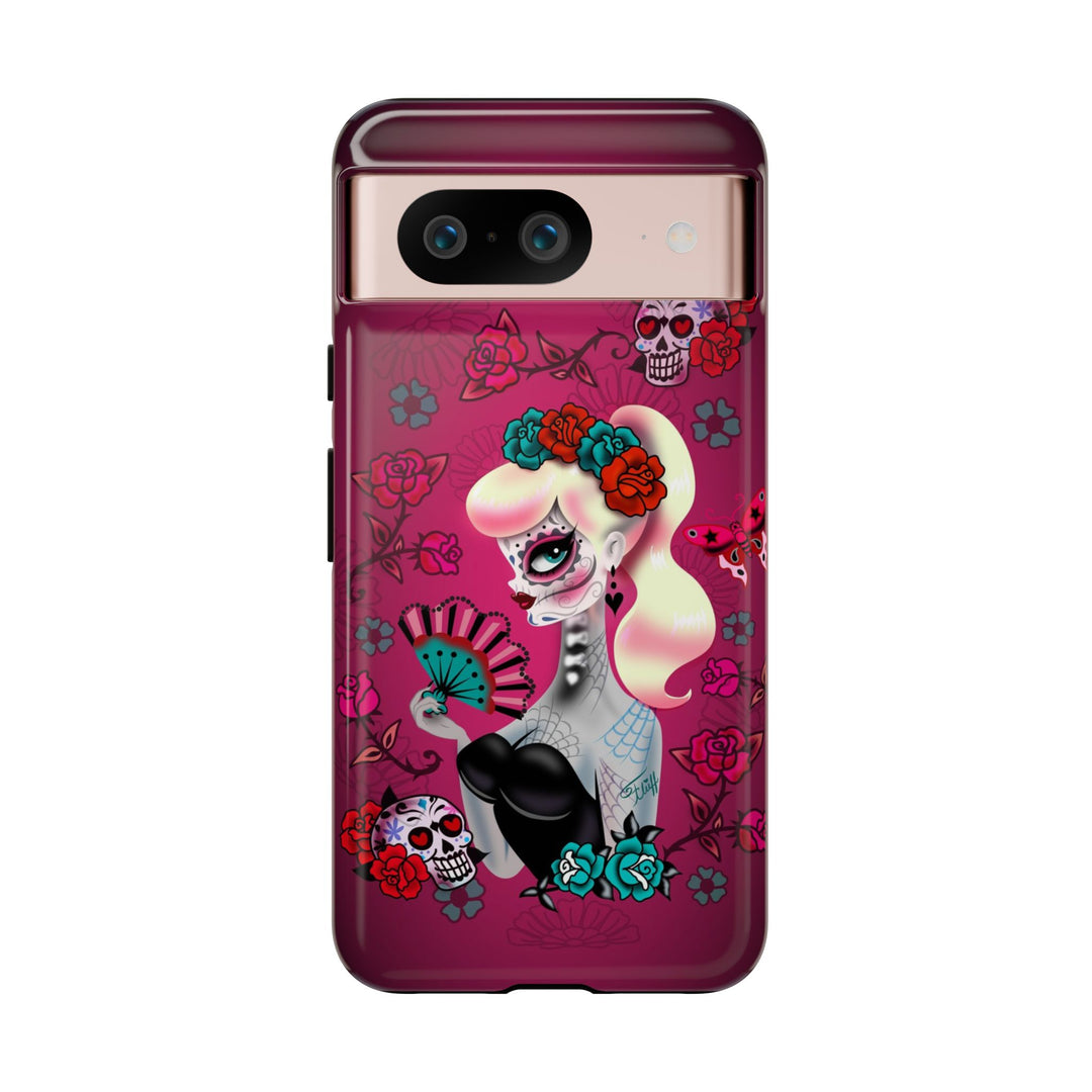 Blonde Sugar Skull Pinup Girl • Tough Phone Case
