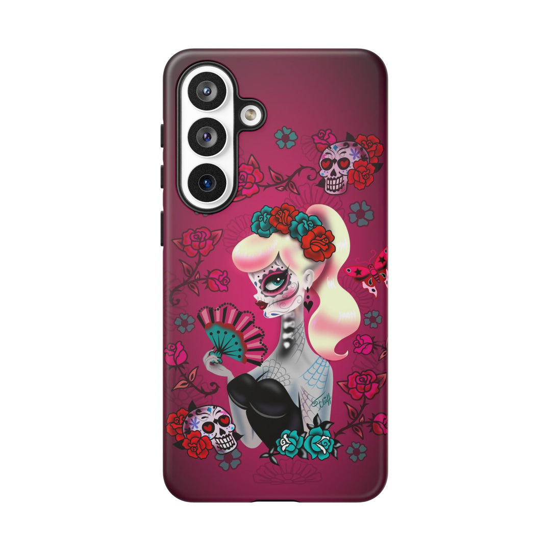 Blonde Sugar Skull Pinup Girl • Tough Phone Case