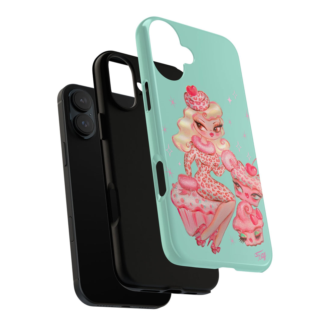 Leopard and Pink Cupcake Girl • Tough Phone Case