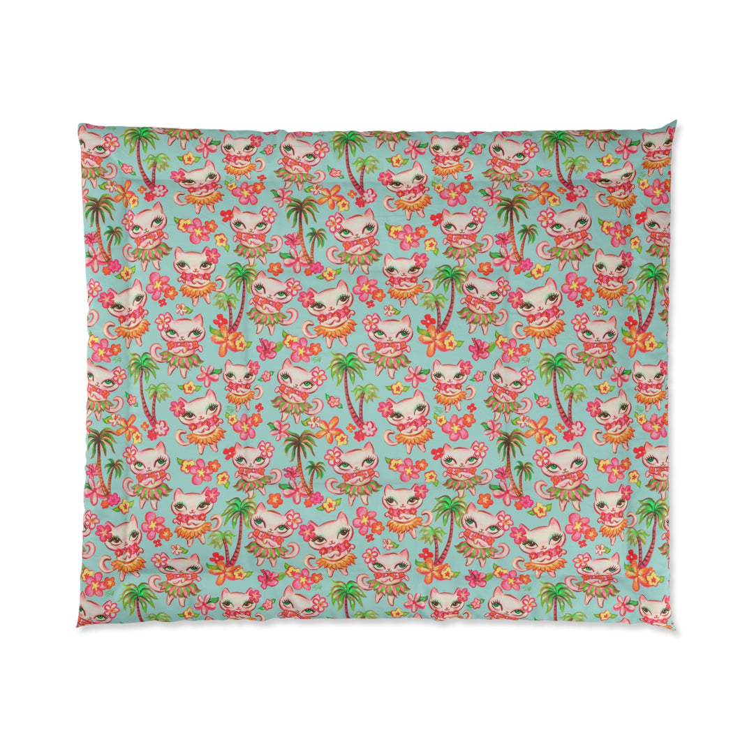 Hula Kitties Aqua  • Comforter