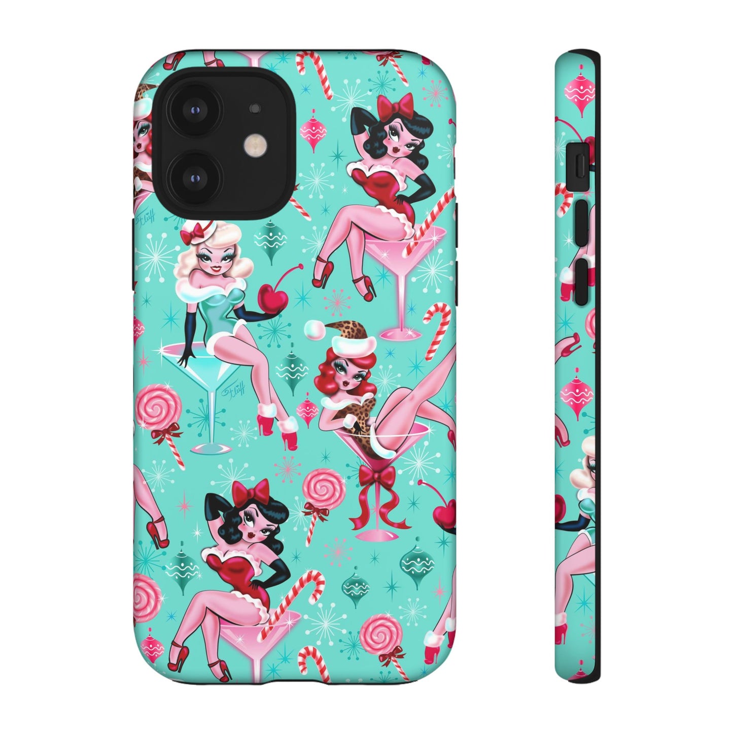 Christmas Candy Martini Pinup Girls • Tough Phone Case