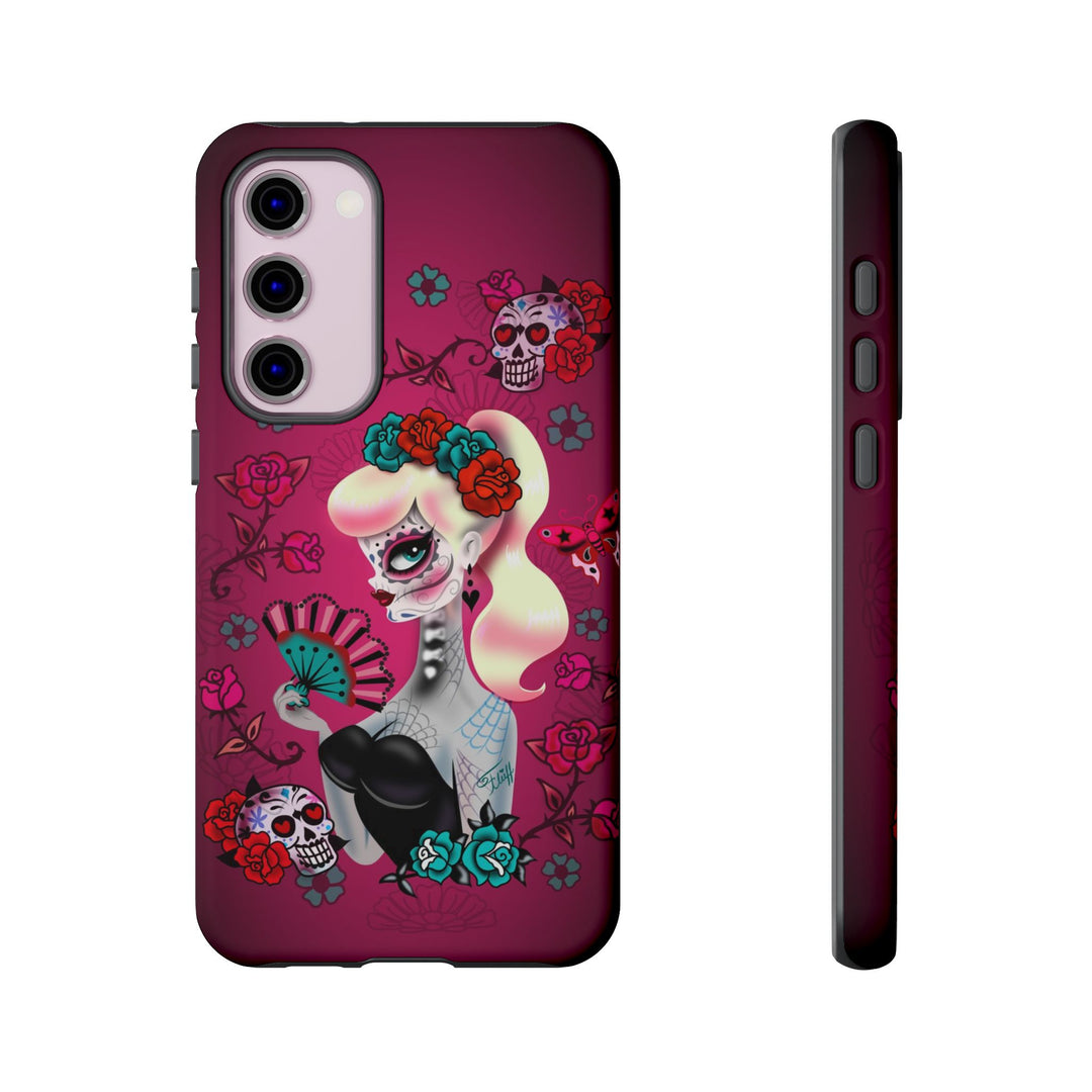 Blonde Sugar Skull Pinup Girl • Tough Phone Case