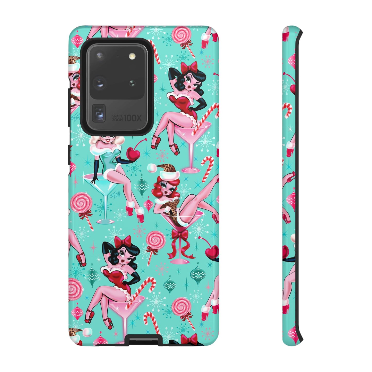 Christmas Candy Martini Pinup Girls • Tough Phone Case