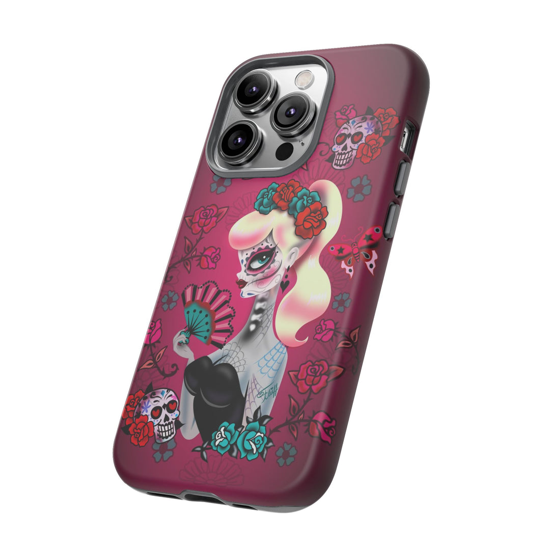 Blonde Sugar Skull Pinup Girl • Tough Phone Case