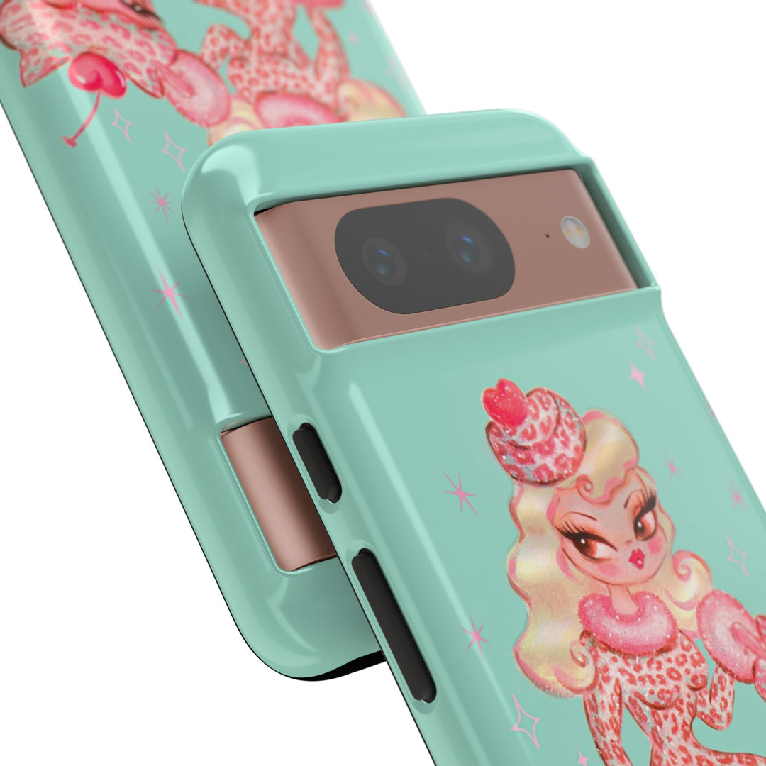 Leopard and Pink Cupcake Girl • Tough Phone Case