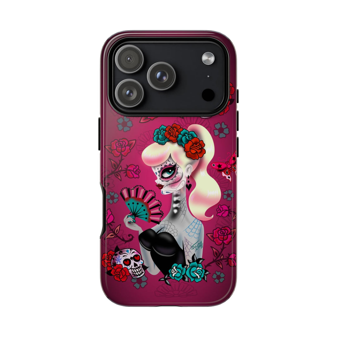 Blonde Sugar Skull Pinup Girl • Tough Phone Case
