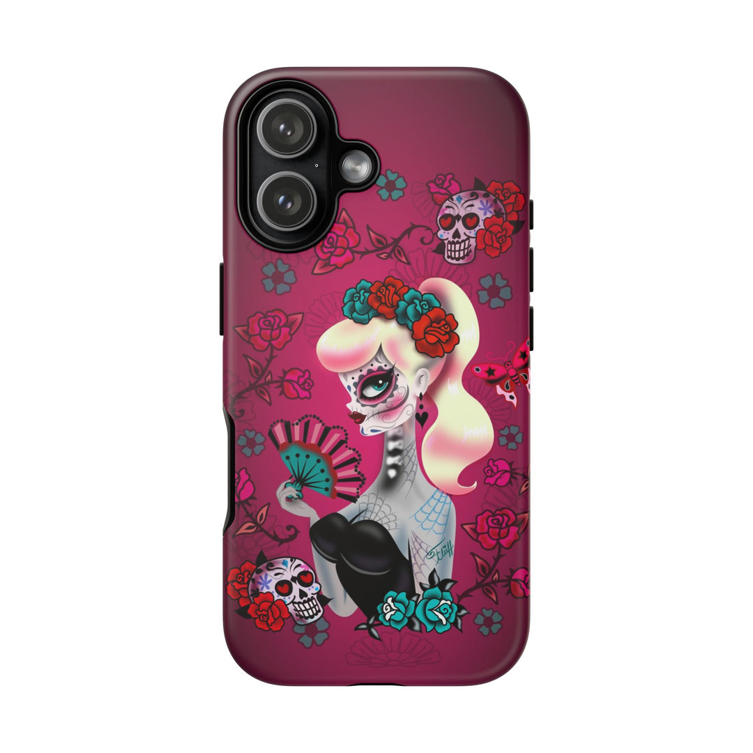 Blonde Sugar Skull Pinup Girl • Tough Phone Case