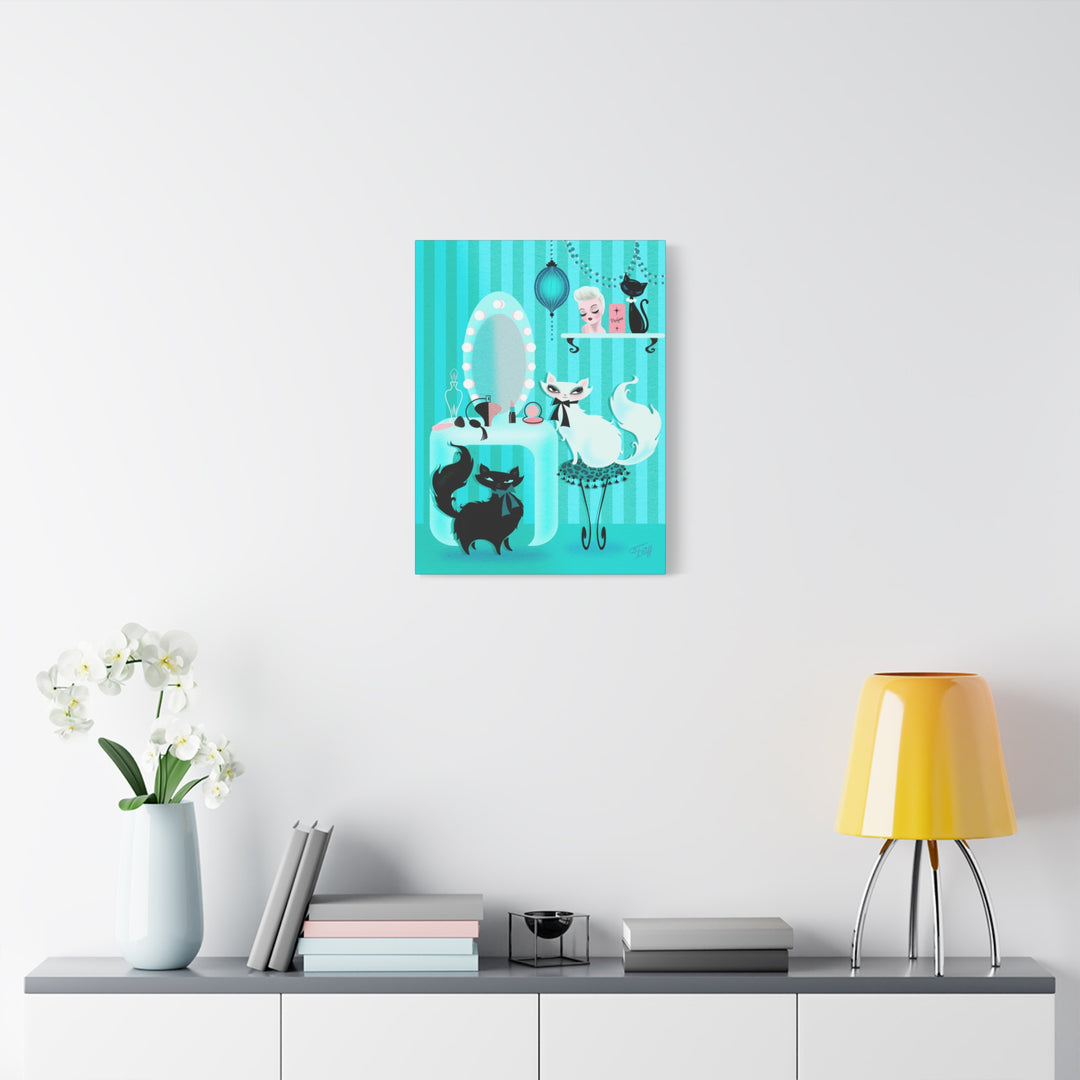 Kitties in the Boudoir Mint • Canvas Gallery Wrap
