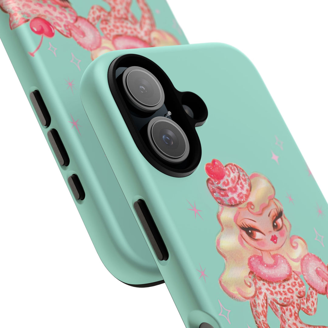 Leopard and Pink Cupcake Girl • Tough Phone Case