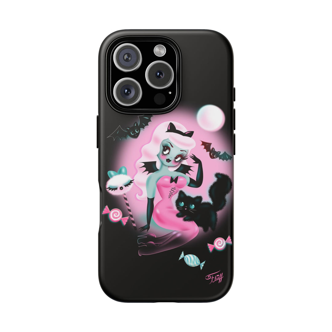 Pastel Candy Vampire with Kitty on Black • Tough Phone Case