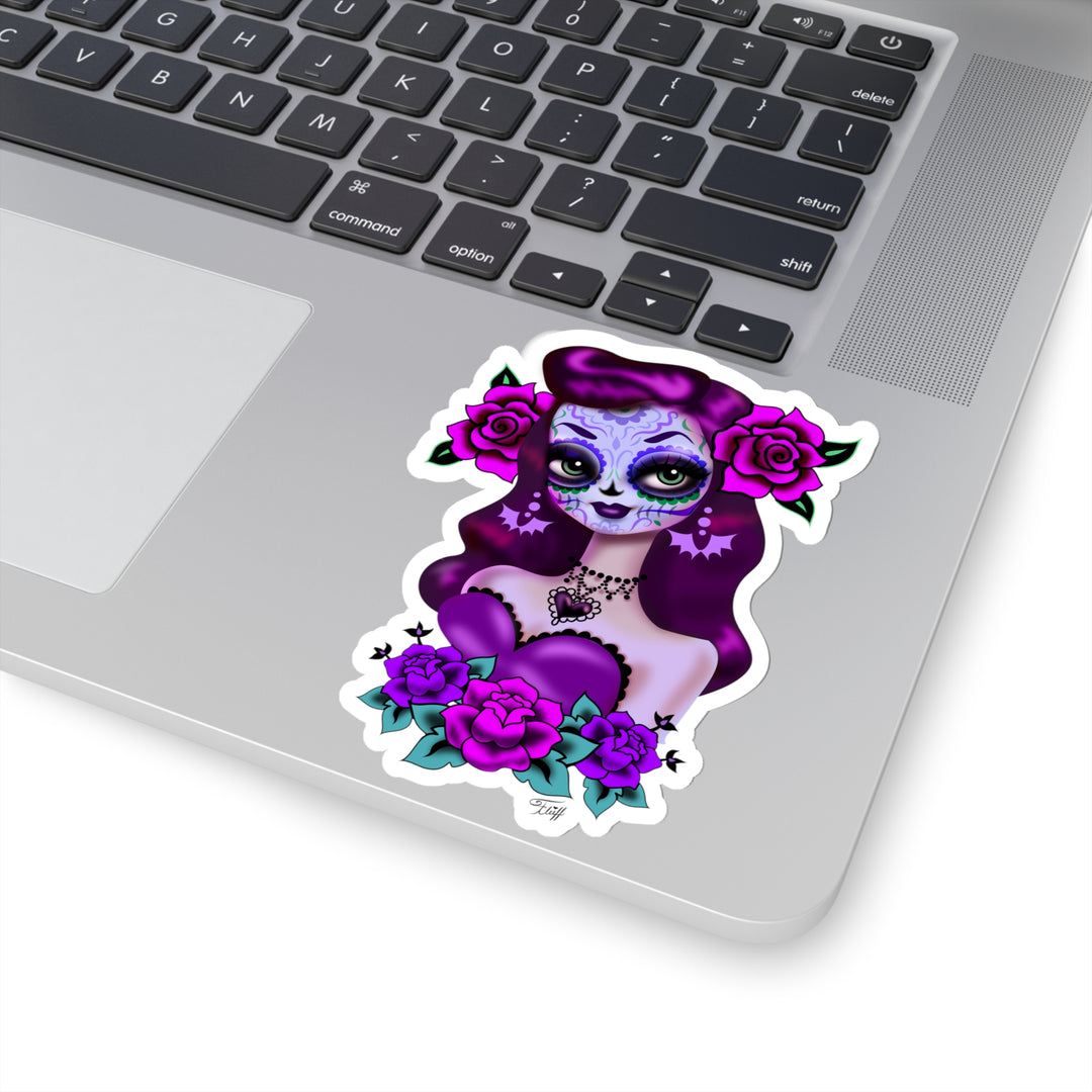 Purple Sugar Skull Girl • Kiss-Cut Sticker