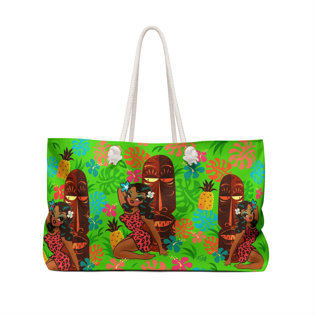 Tiki Temptress in Pink Leopard Print • Weekender Bag