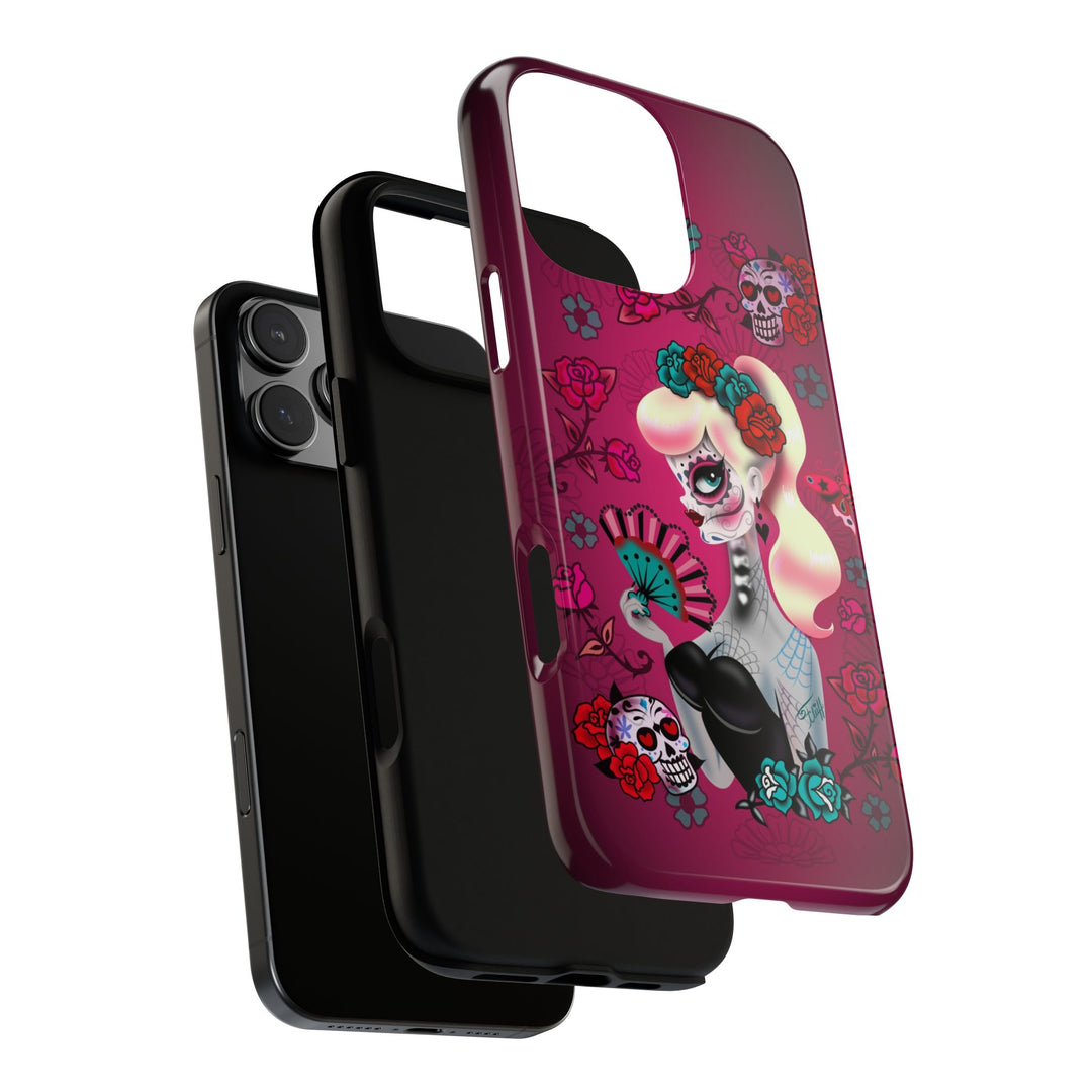 Blonde Sugar Skull Pinup Girl • Tough Phone Case