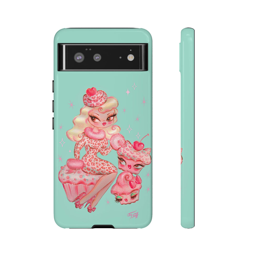 Leopard and Pink Cupcake Girl • Tough Phone Case