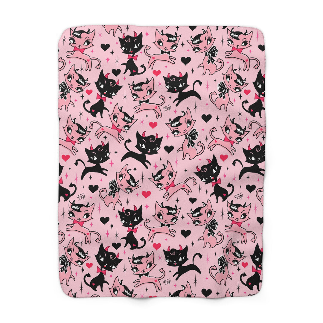 Devil Kitties Pink  • Sherpa Fleece Blanket