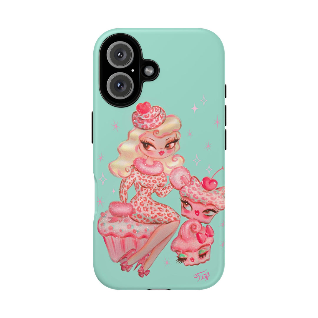 Leopard and Pink Cupcake Girl • Tough Phone Case