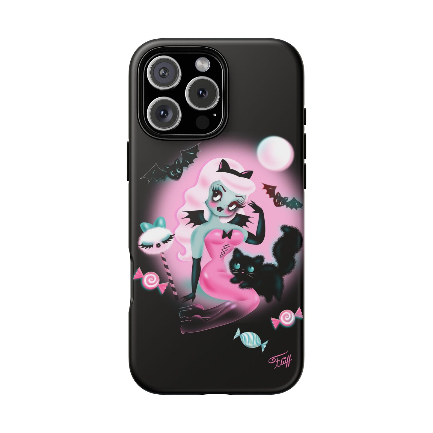 Pastel Candy Vampire with Kitty on Black • Tough Phone Case